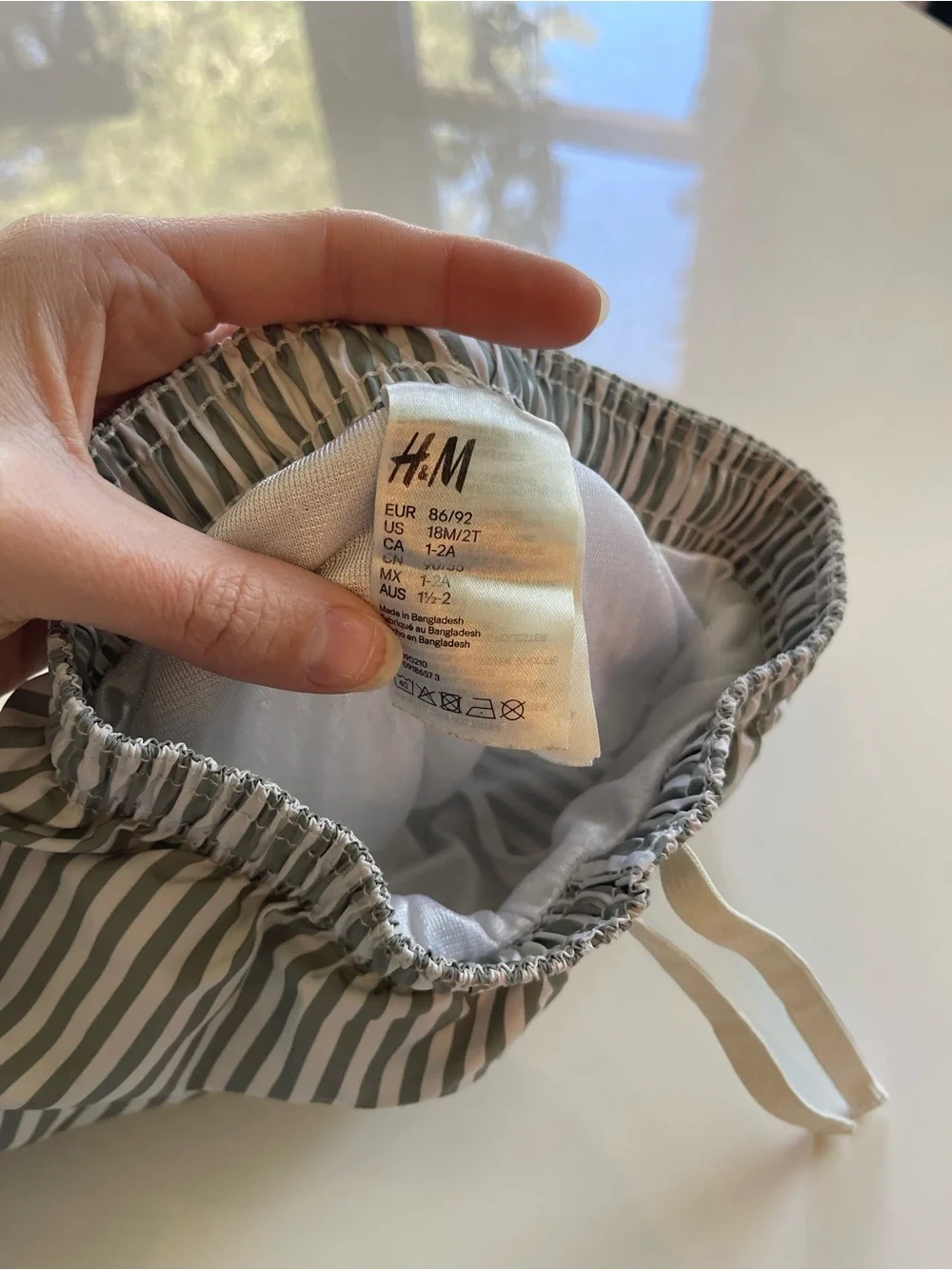 H&M Toddler Sage Stripes Swim Trunks - 18/24 M